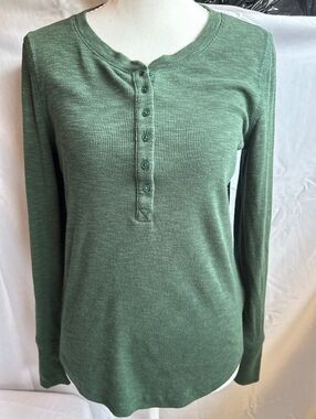 GAP Green Ribbed Long Sleeve Henley